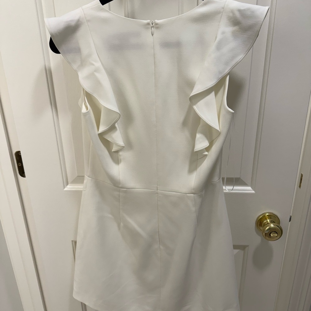 White Ruffled V-Neck Dress - Picture 3 of 3